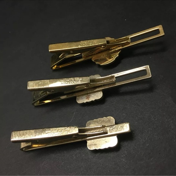 WEDGWOOD Gold Tone Tie Pin Clip Cufflinks Set of 5 - Picture 4 of 8